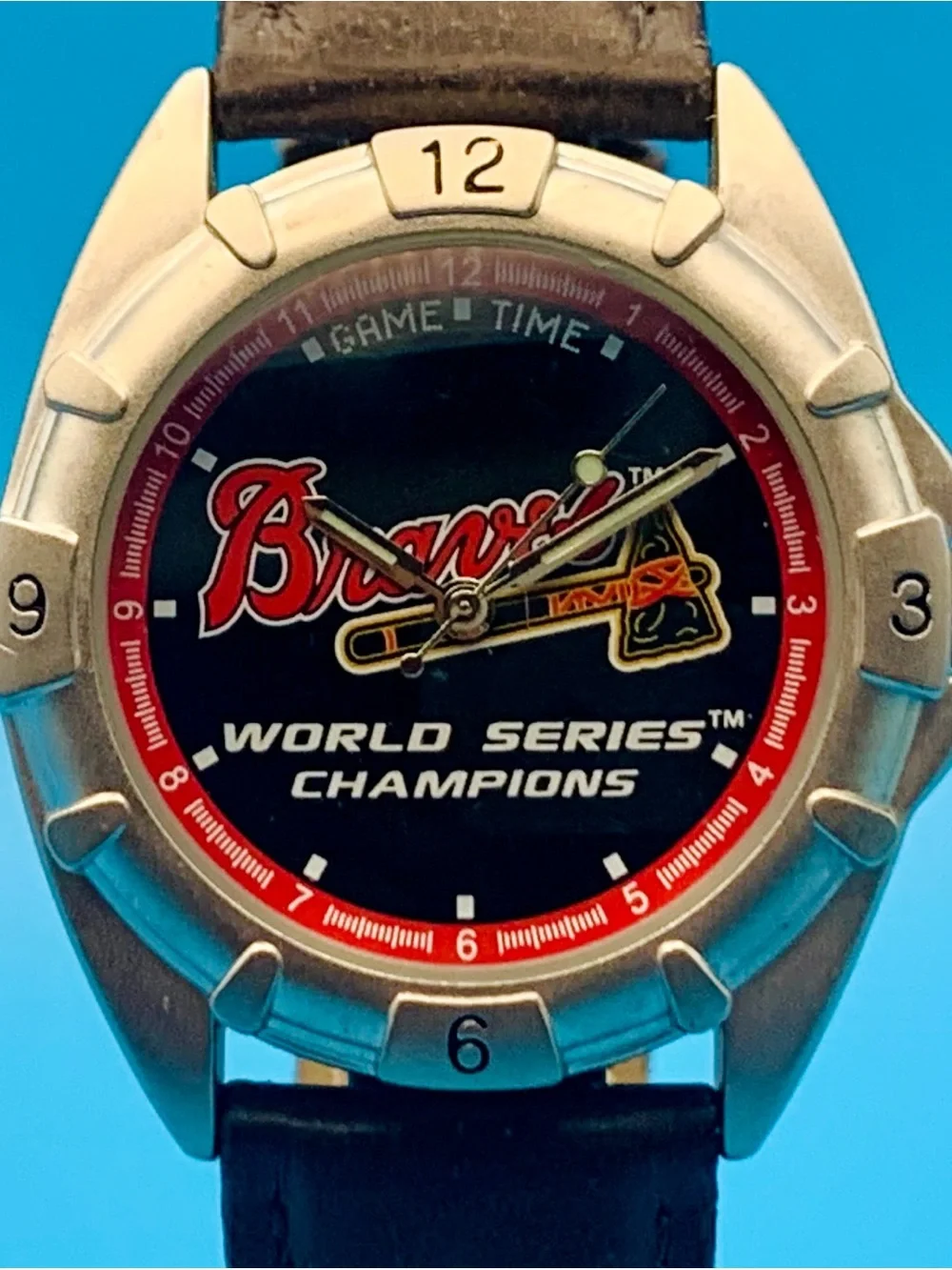 GAME TIME Men’s Vintage Watch BRAVES 1957 WORLD SERIES CHAMPIONS Works New Batt
